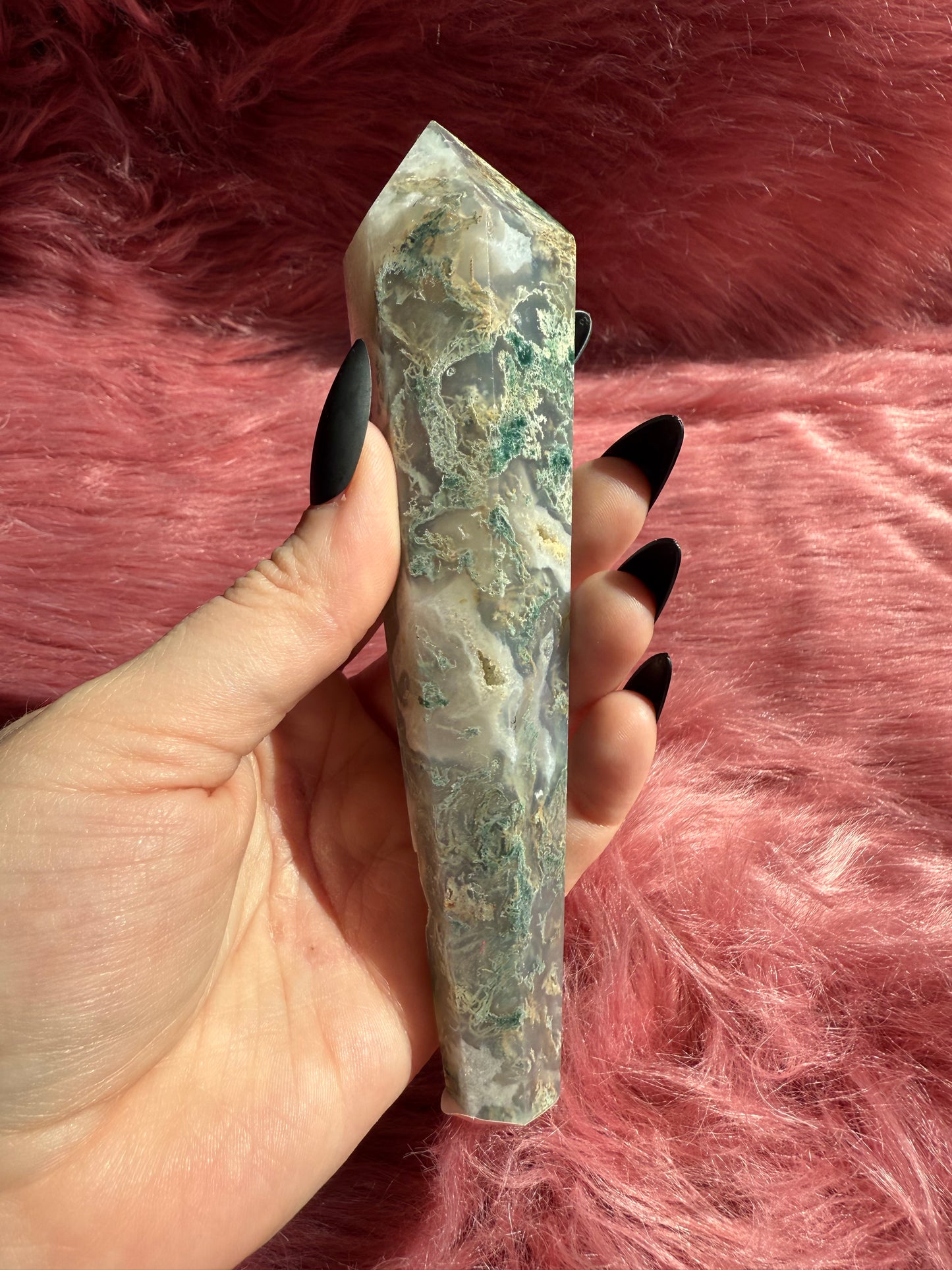 Stunning High Quality Moss Agate Wand - B