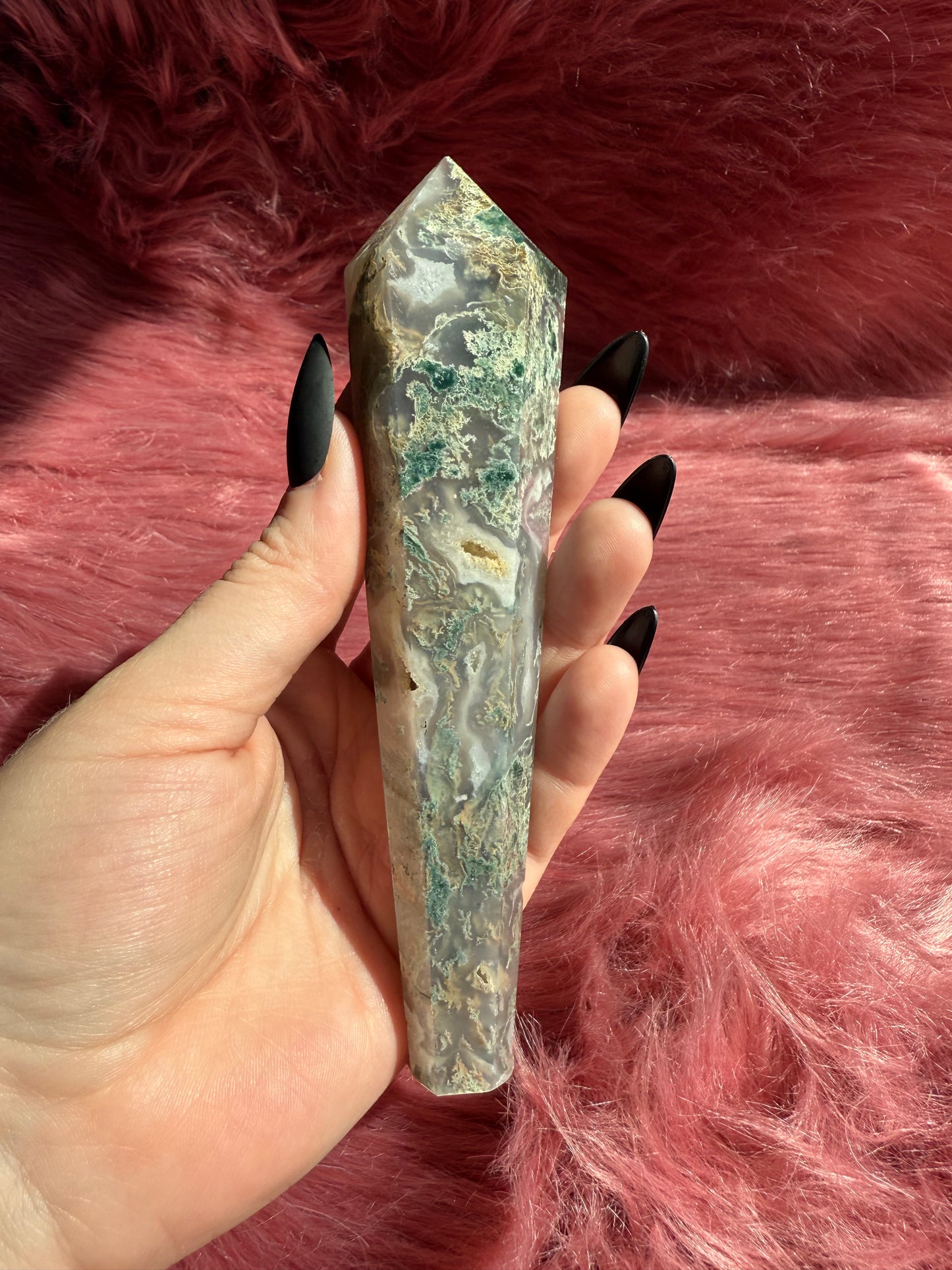 Stunning High Quality Moss Agate Wand - B