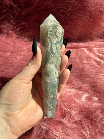 Stunning High Quality Moss Agate Wand - B