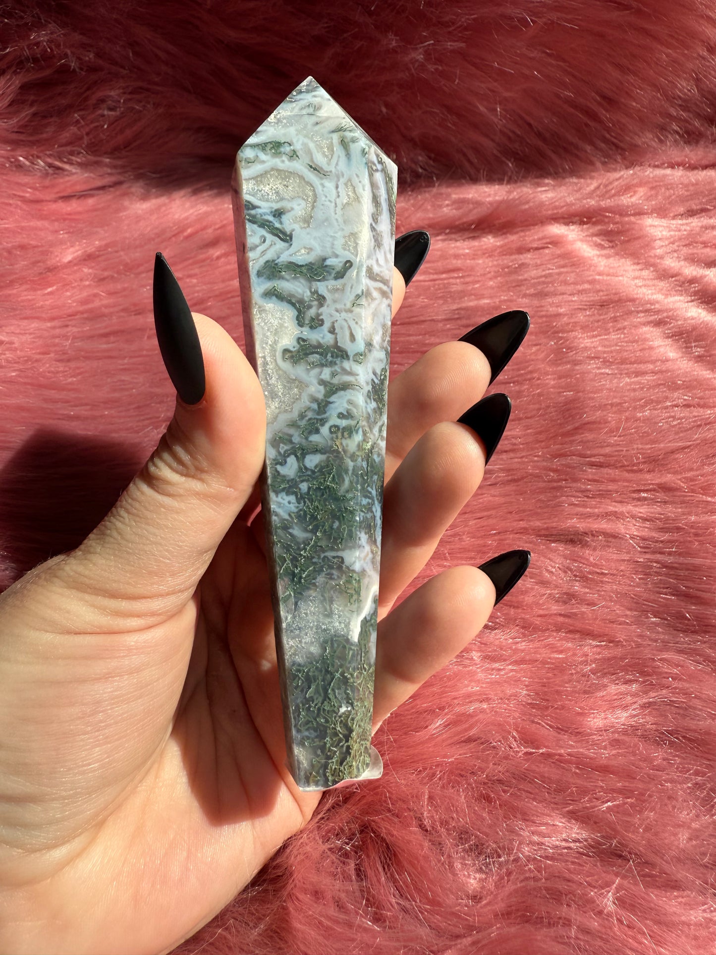 Stunning High Quality Blue Green Moss Agate Wand