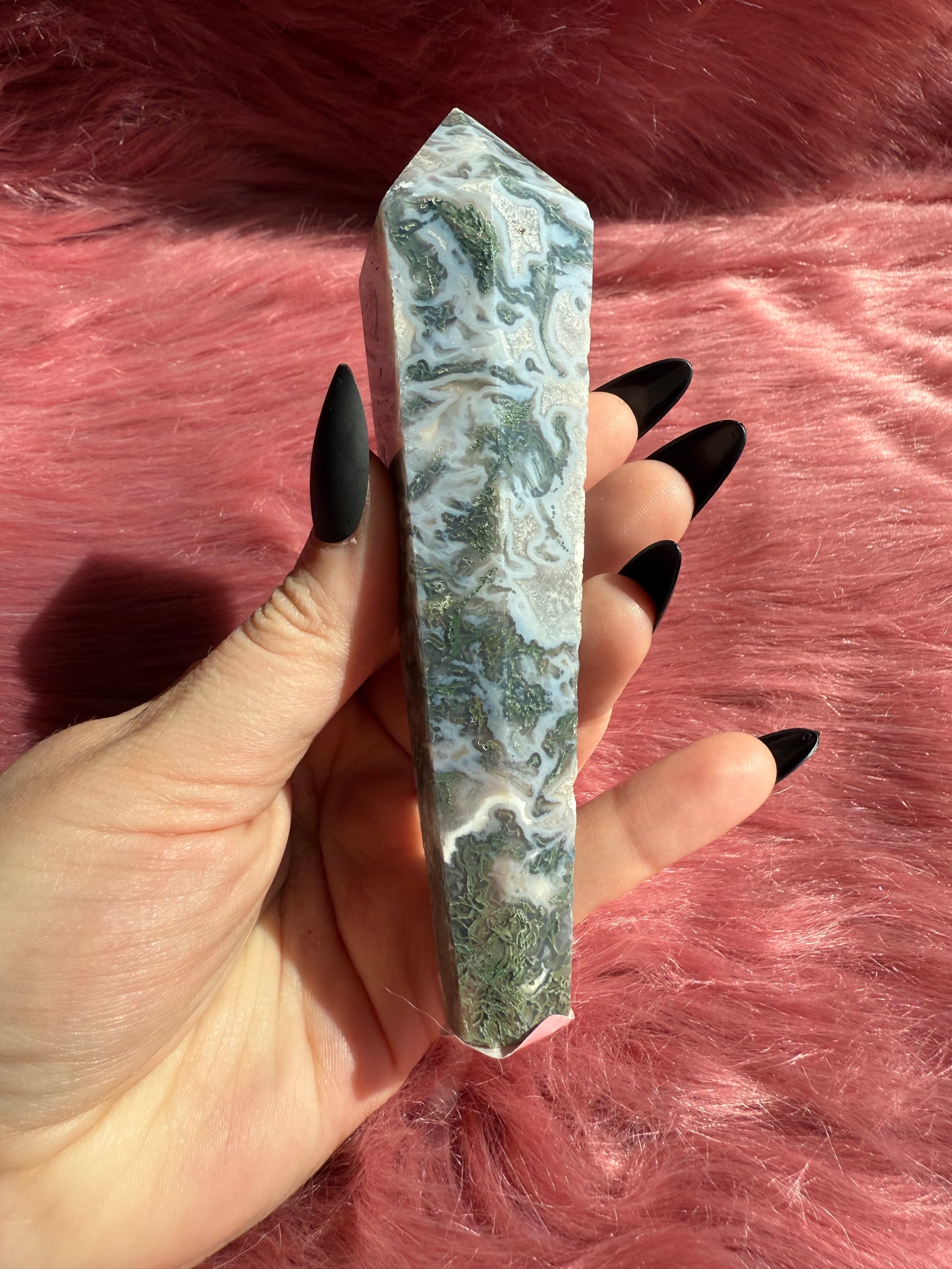 Stunning High Quality Blue Green Moss Agate Wand