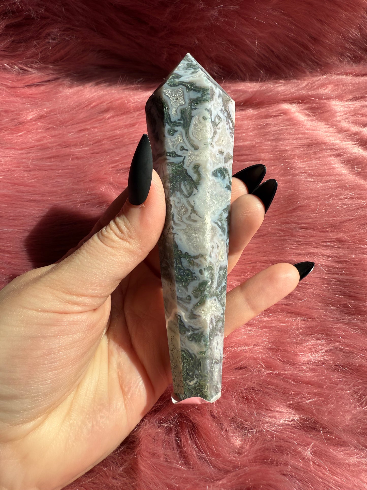 Stunning High Quality Blue Green Moss Agate Wand