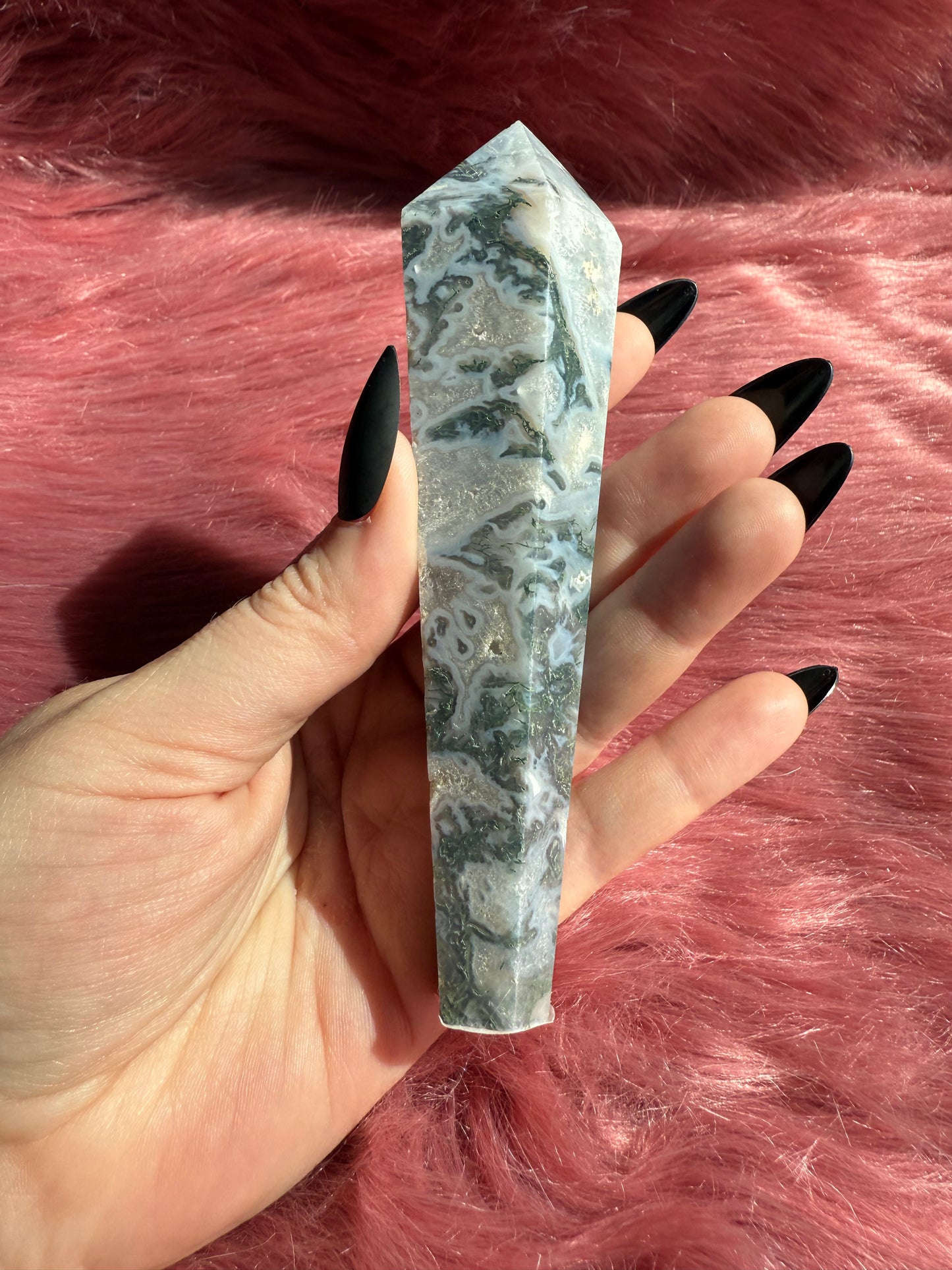 Stunning High Quality Blue Green Moss Agate Wand