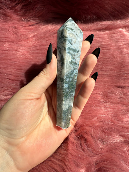Stunning High Quality Blue Green Moss Agate Wand
