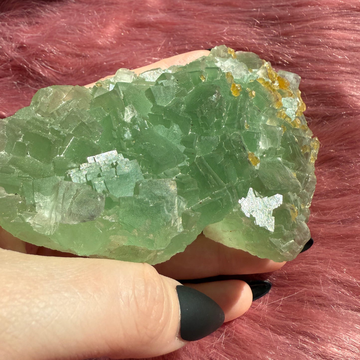 Stunning Large Green Fluorite Specimen with Barite, includes Display Stand