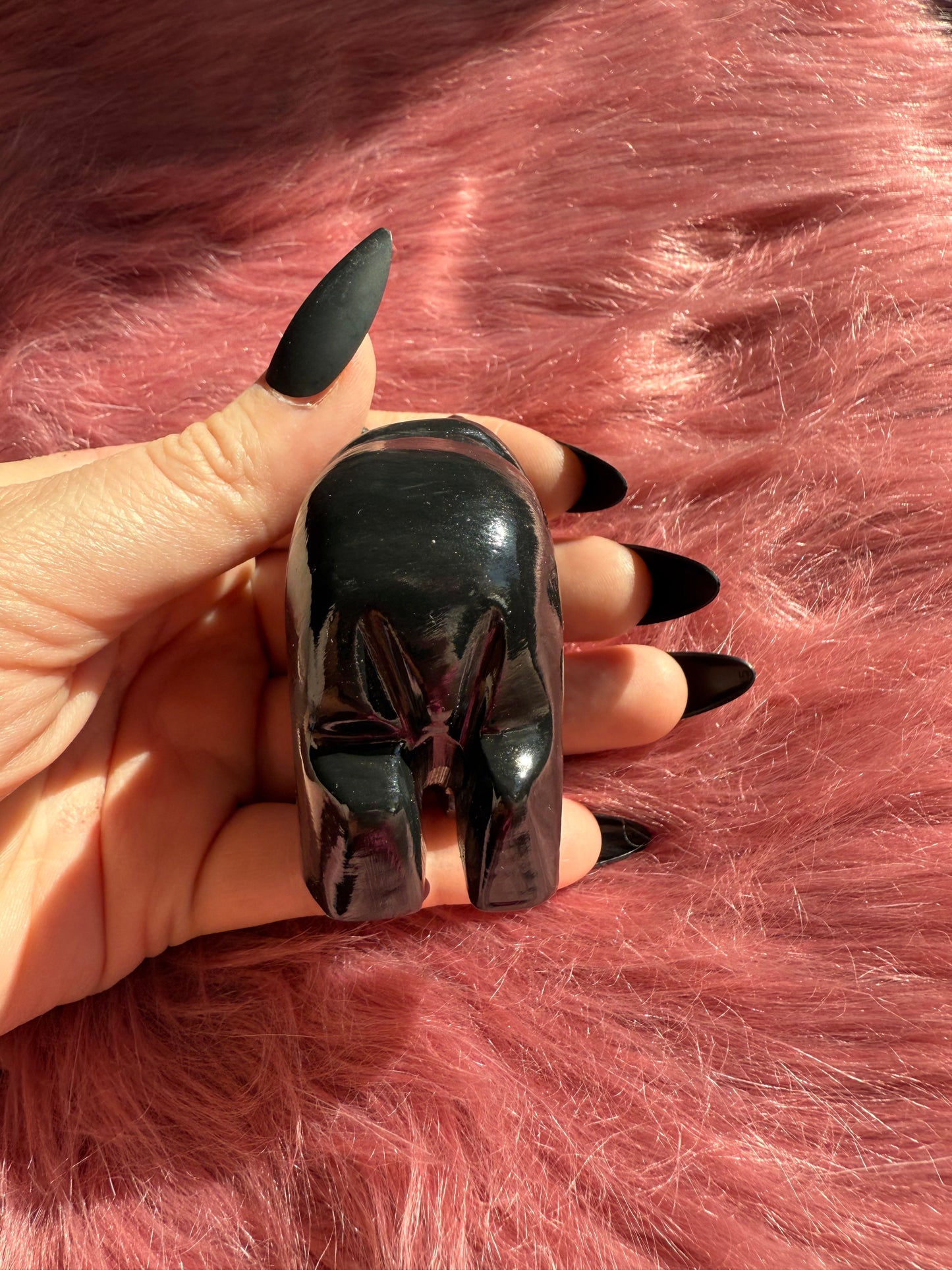 ONE (1) Stunning Obsidian Bear Carving Made in Peru - You Choose Size
