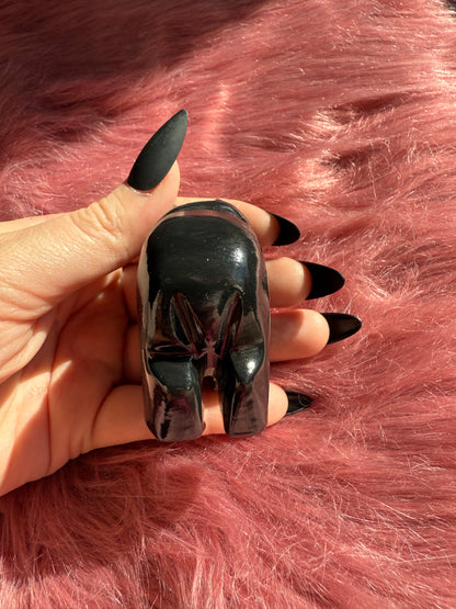 ONE (1) Stunning Obsidian Bear Carving Made in Peru - You Choose Size