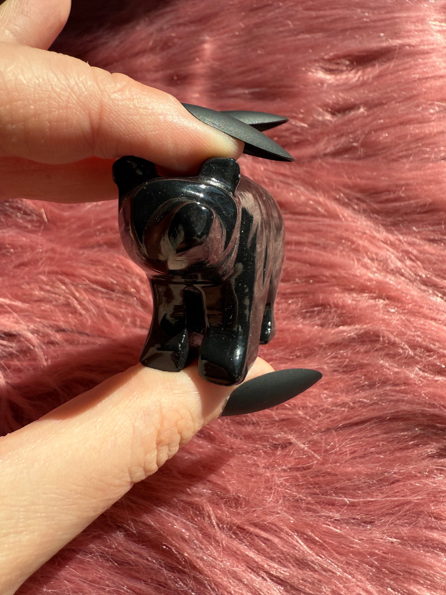 ONE (1) Stunning Obsidian Bear Carving Made in Peru - You Choose Size