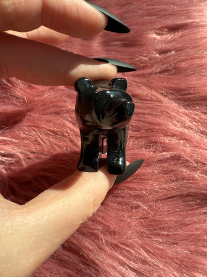 ONE (1) Stunning Obsidian Bear Carving Made in Peru - You Choose Size