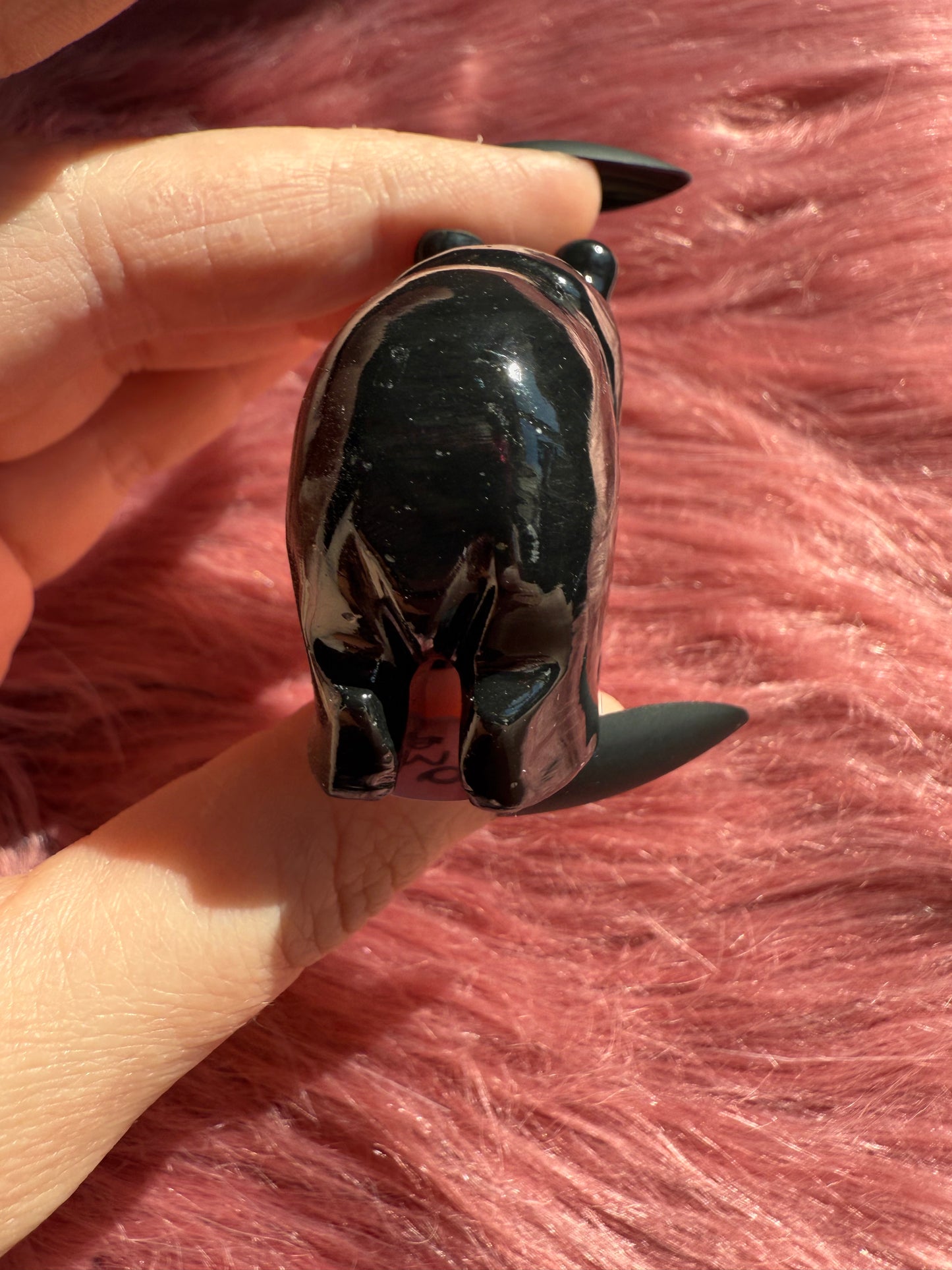 ONE (1) Stunning Obsidian Bear Carving Made in Peru - You Choose Size