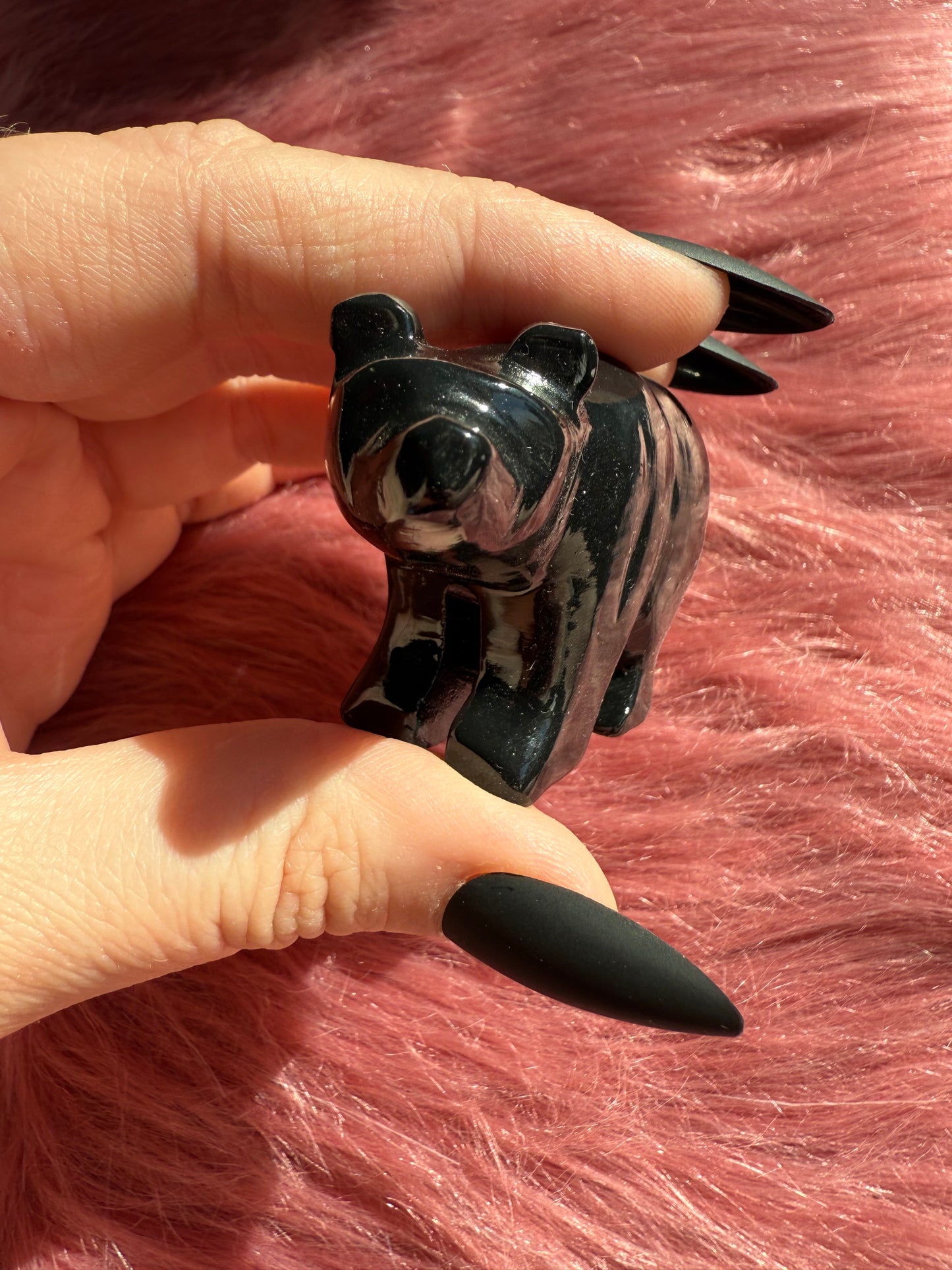 ONE (1) Stunning Obsidian Bear Carving Made in Peru - You Choose Size