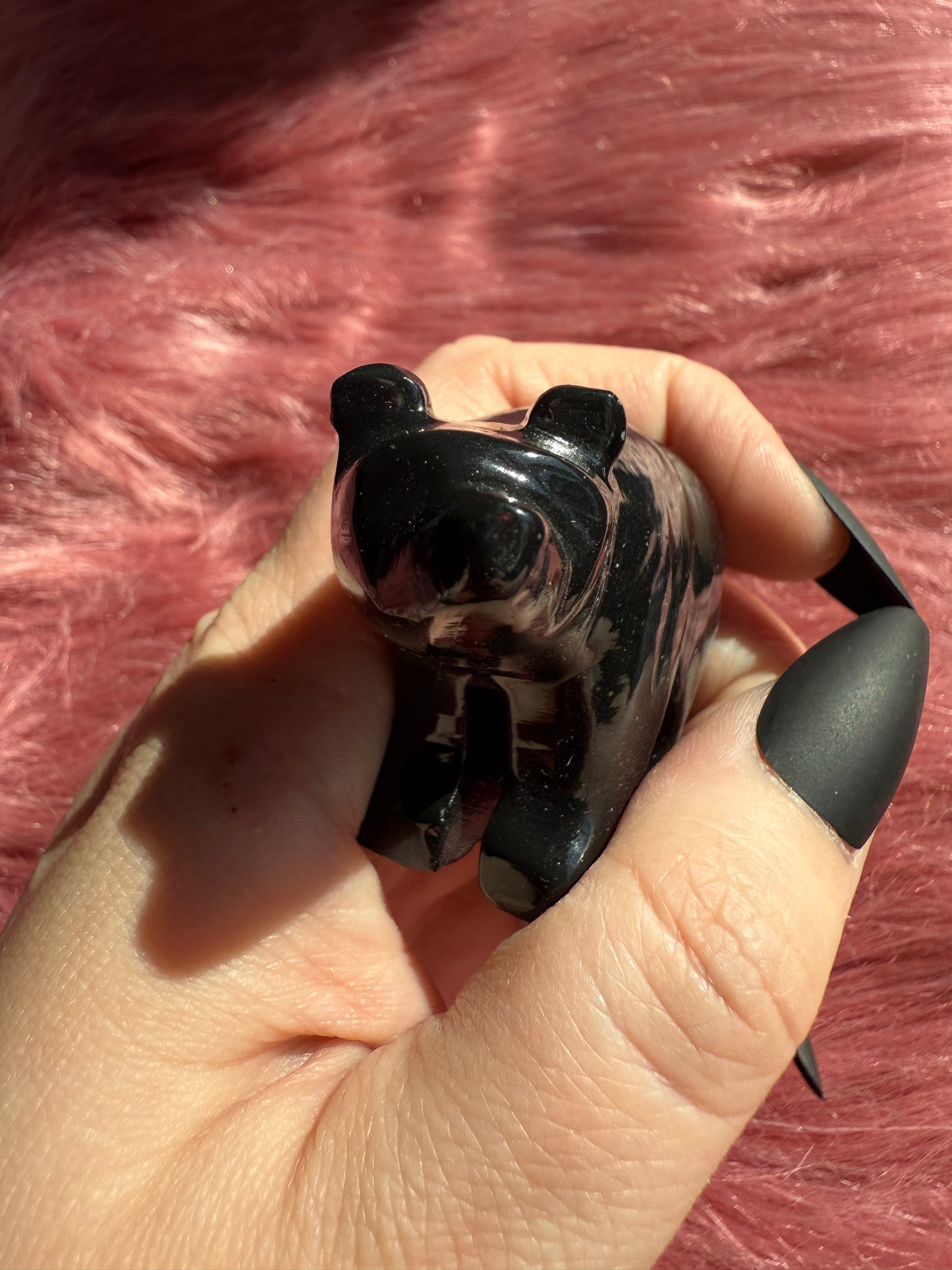 ONE (1) Stunning Obsidian Bear Carving Made in Peru - You Choose Size