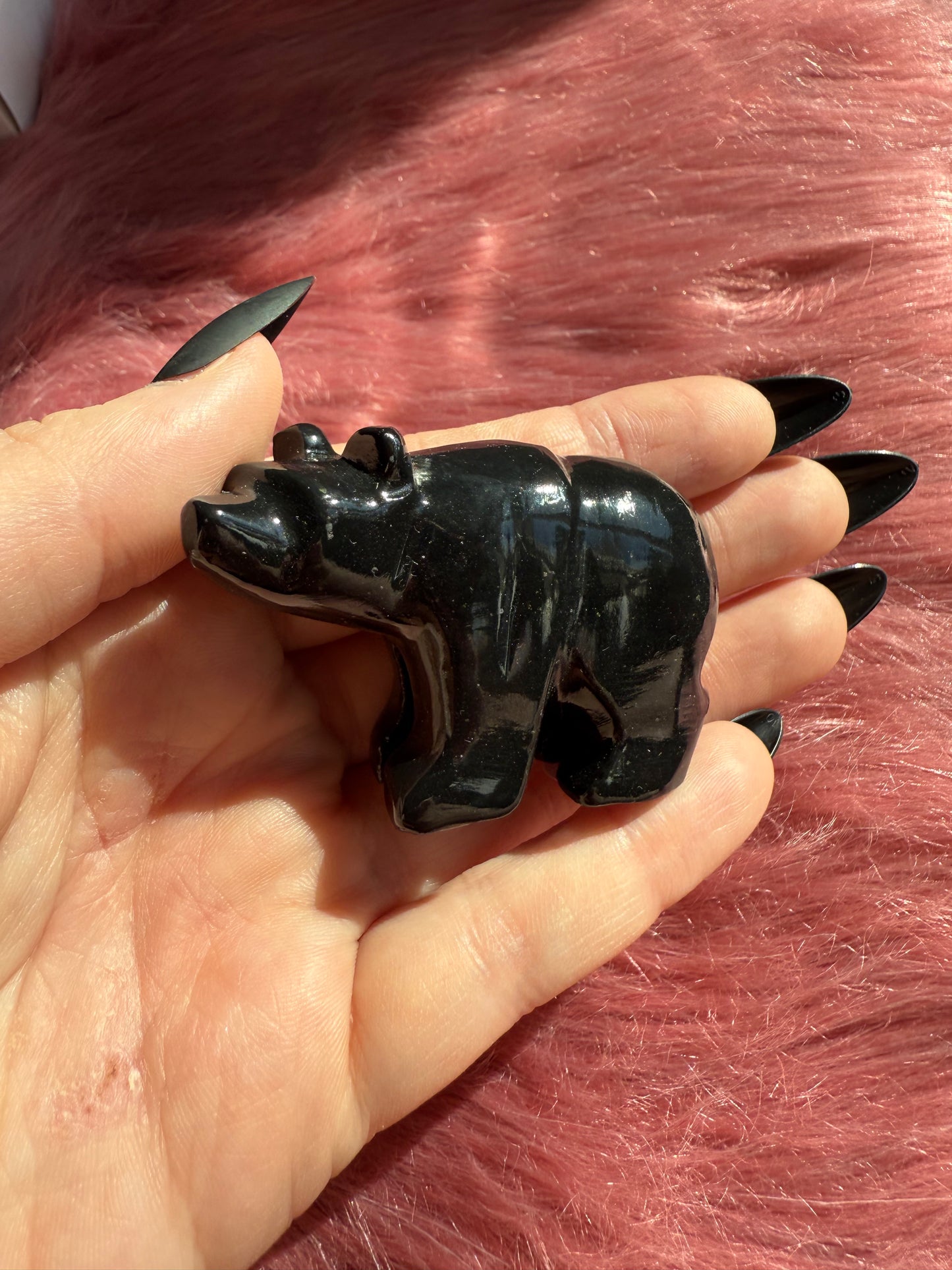 ONE (1) Stunning Obsidian Bear Carving Made in Peru - You Choose Size