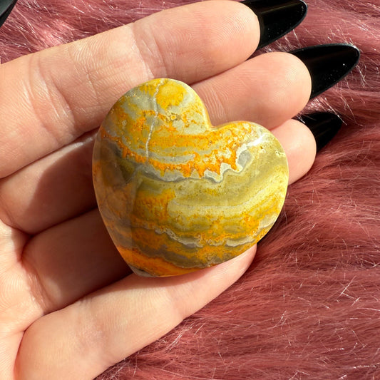 ONE (1) Stunning Bumblebee Jasper Medium Heart