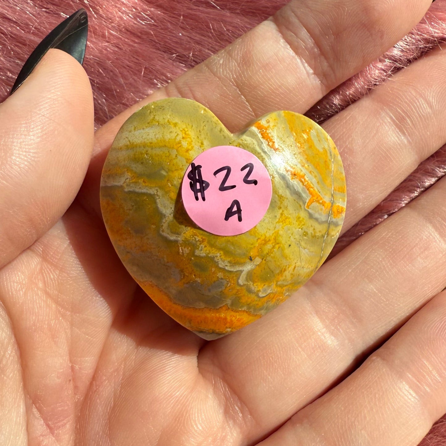 ONE (1) Stunning Bumblebee Jasper Medium Heart