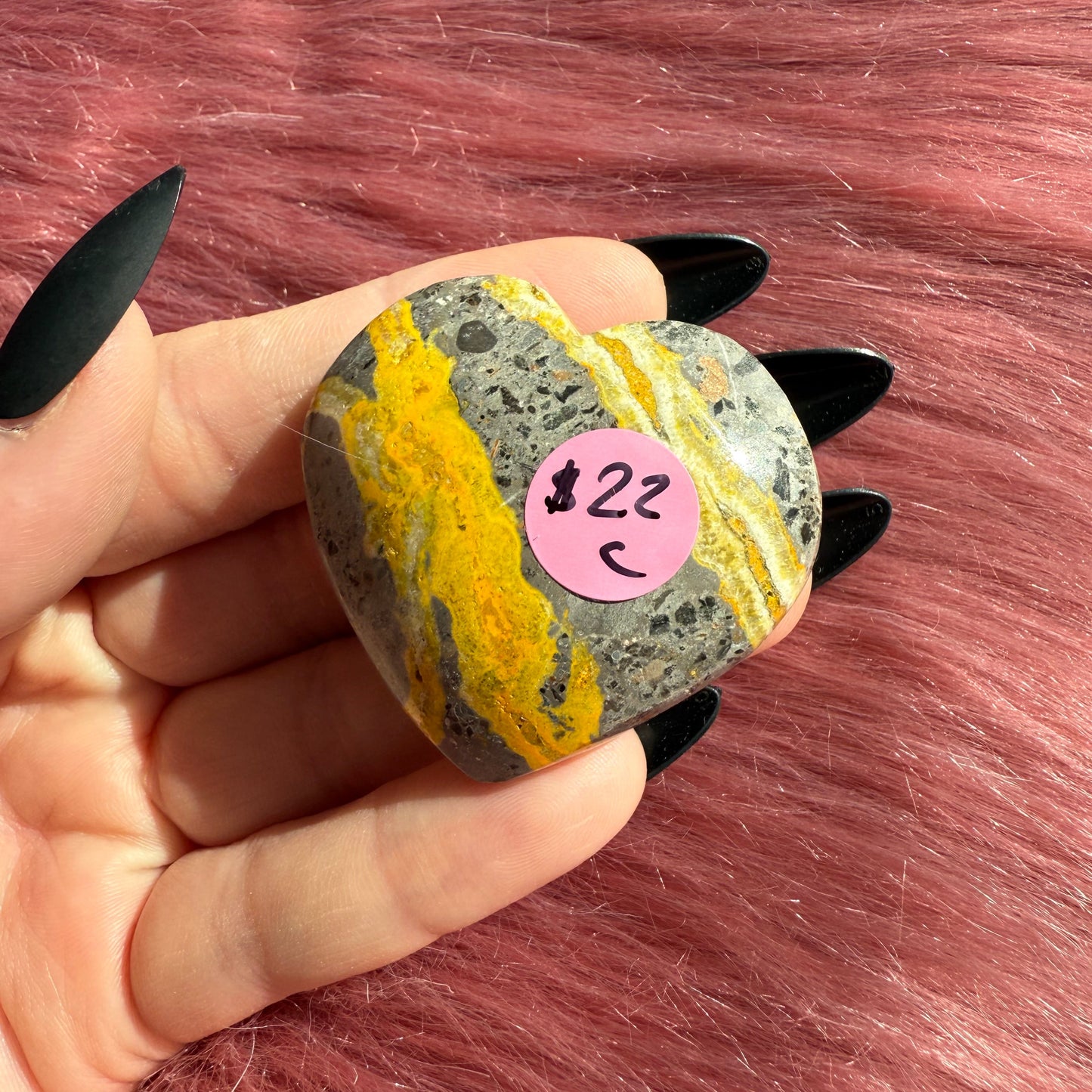 ONE (1) Stunning Bumblebee Jasper Medium Heart