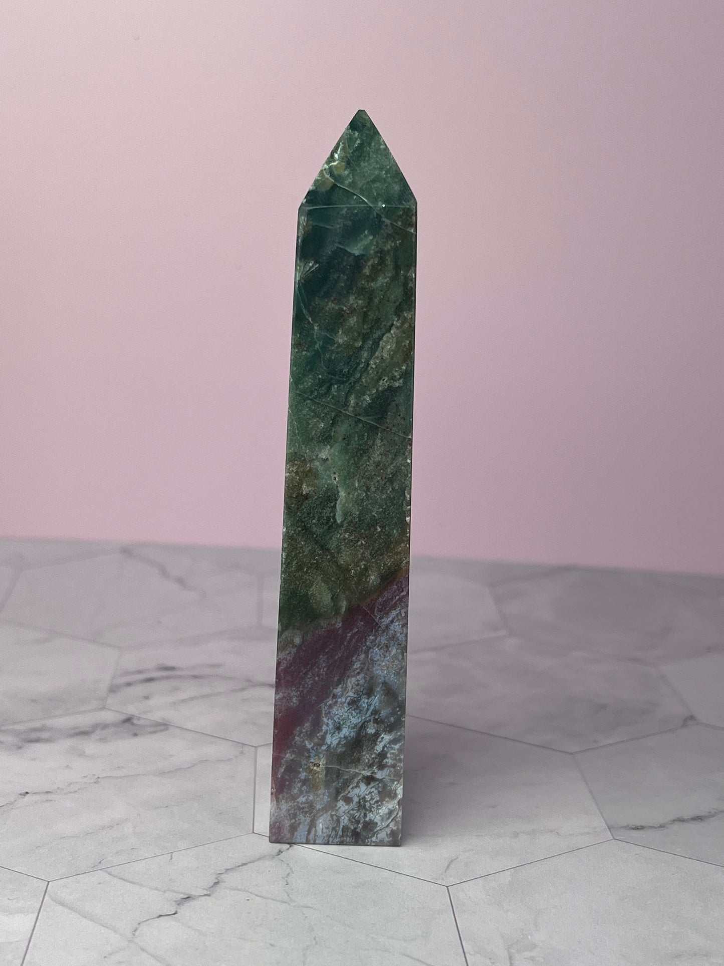 Stunning High Quality Purple Moss Agate x Sea Jasper Tower