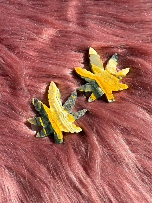 Stunning Bumblebee Jasper Leaf Carving