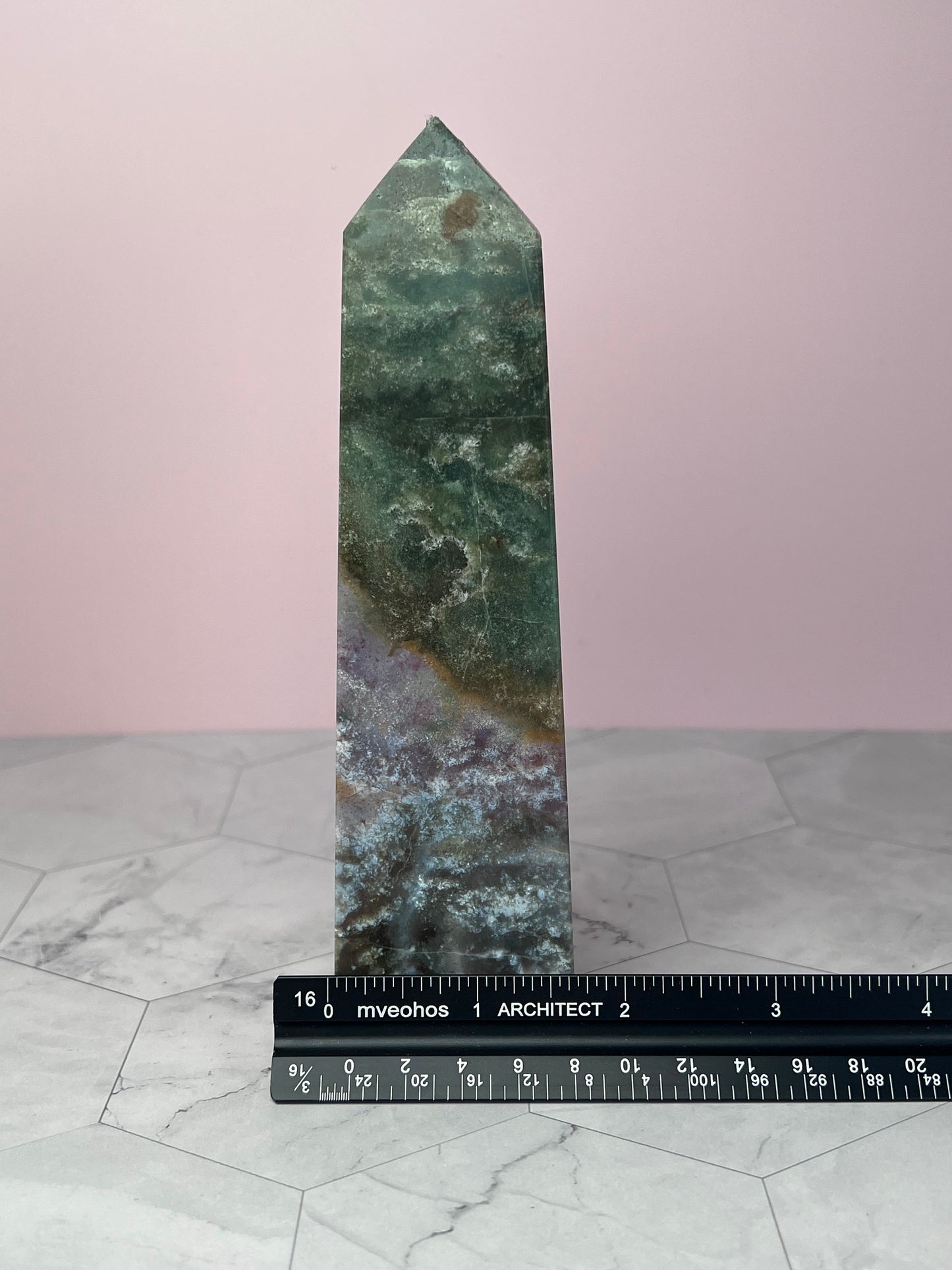 ONE (1) Stunning High Quality Purple Moss Agate x Sea Jasper Tower