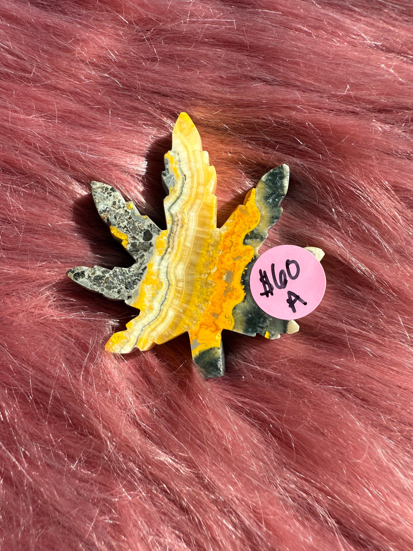 Stunning Bumblebee Jasper Leaf Carving