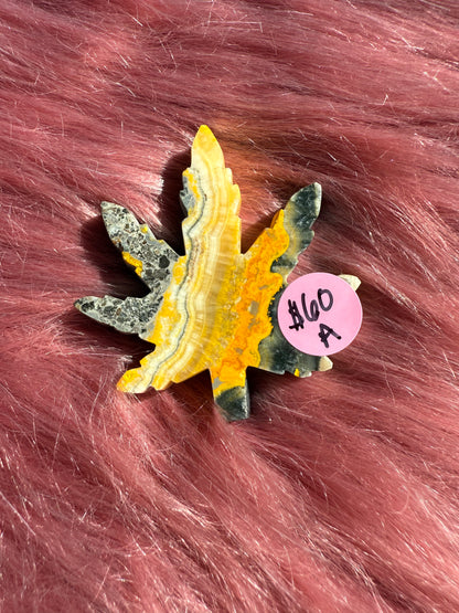Stunning Bumblebee Jasper Leaf Carving