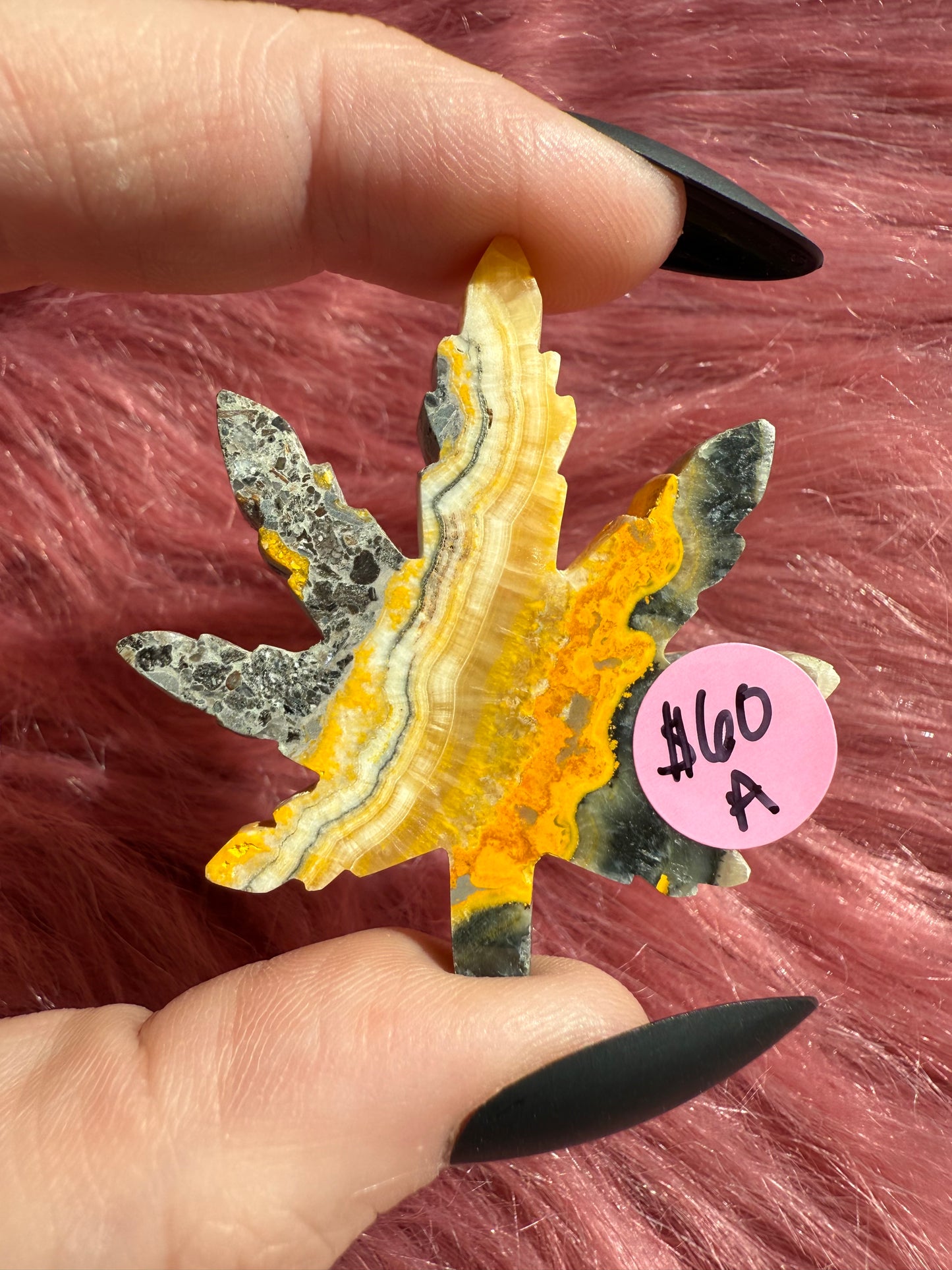 Stunning Bumblebee Jasper Leaf Carving