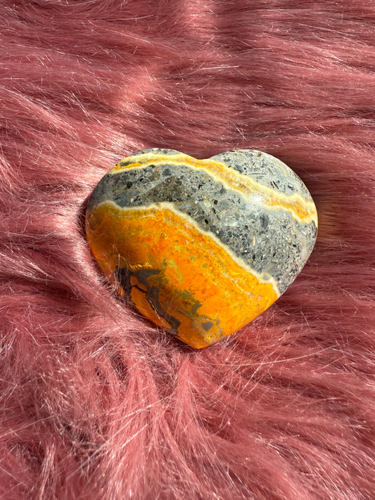 ONE (1) Stunning Bumblebee Jasper Large Heart