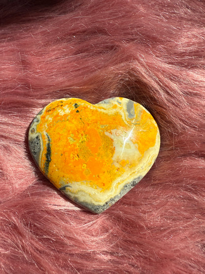 ONE (1) Stunning Bumblebee Jasper Large Heart