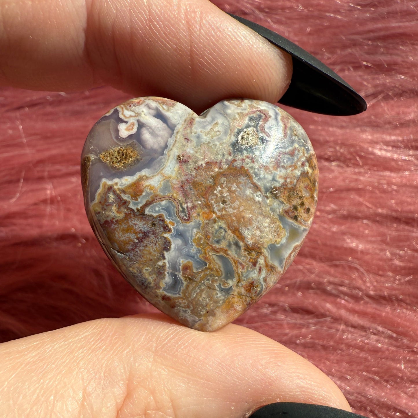 Stunning Agua Nueva Moss Agate Small Heart from Mexico