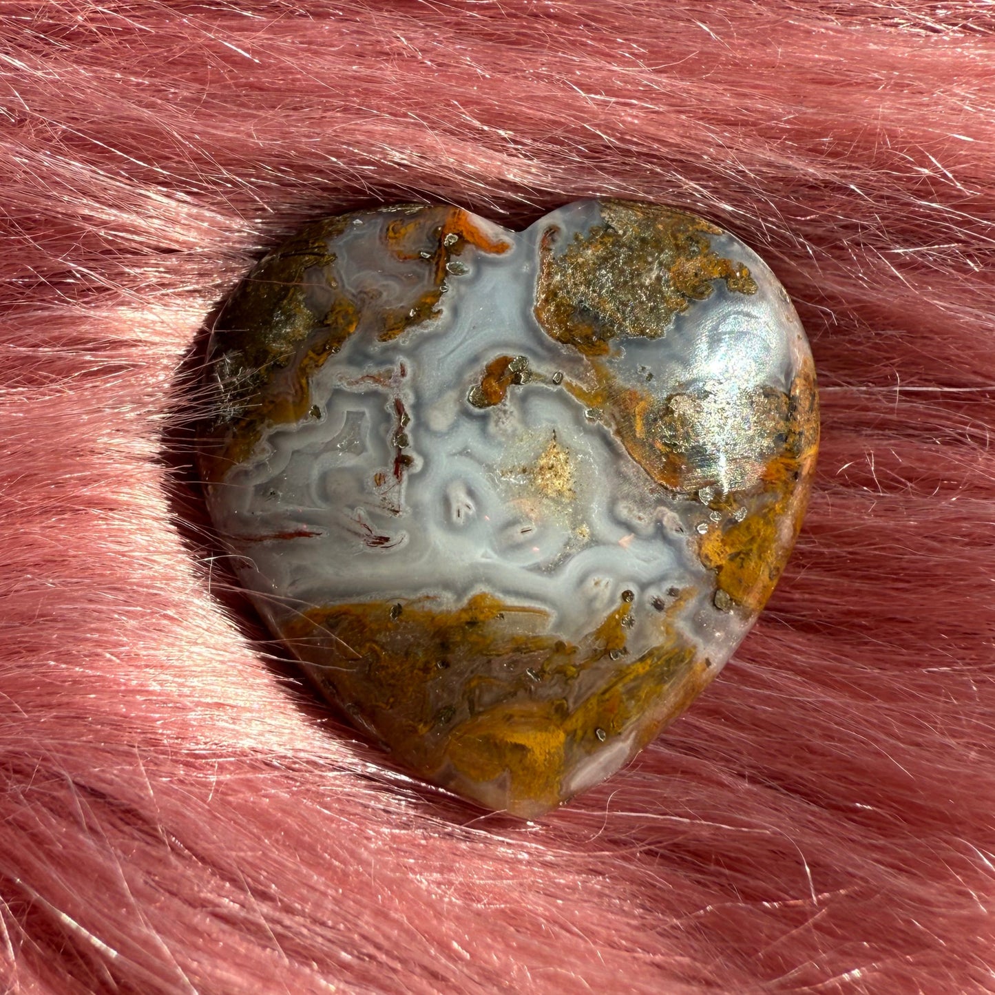Stunning Agua Nueva Moss Agate Small Heart from Mexico