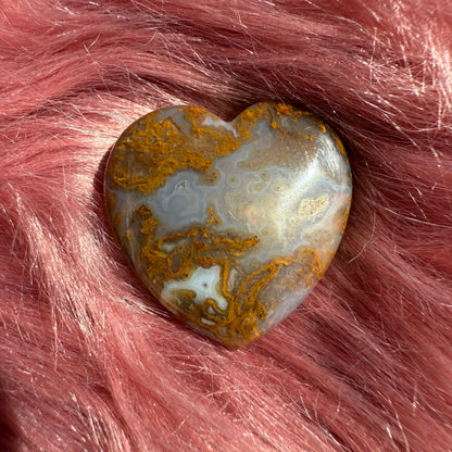 Stunning Agua Nueva Moss Agate Small Heart from Mexico