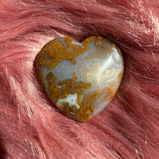 Stunning Agua Nueva Moss Agate Small Heart from Mexico