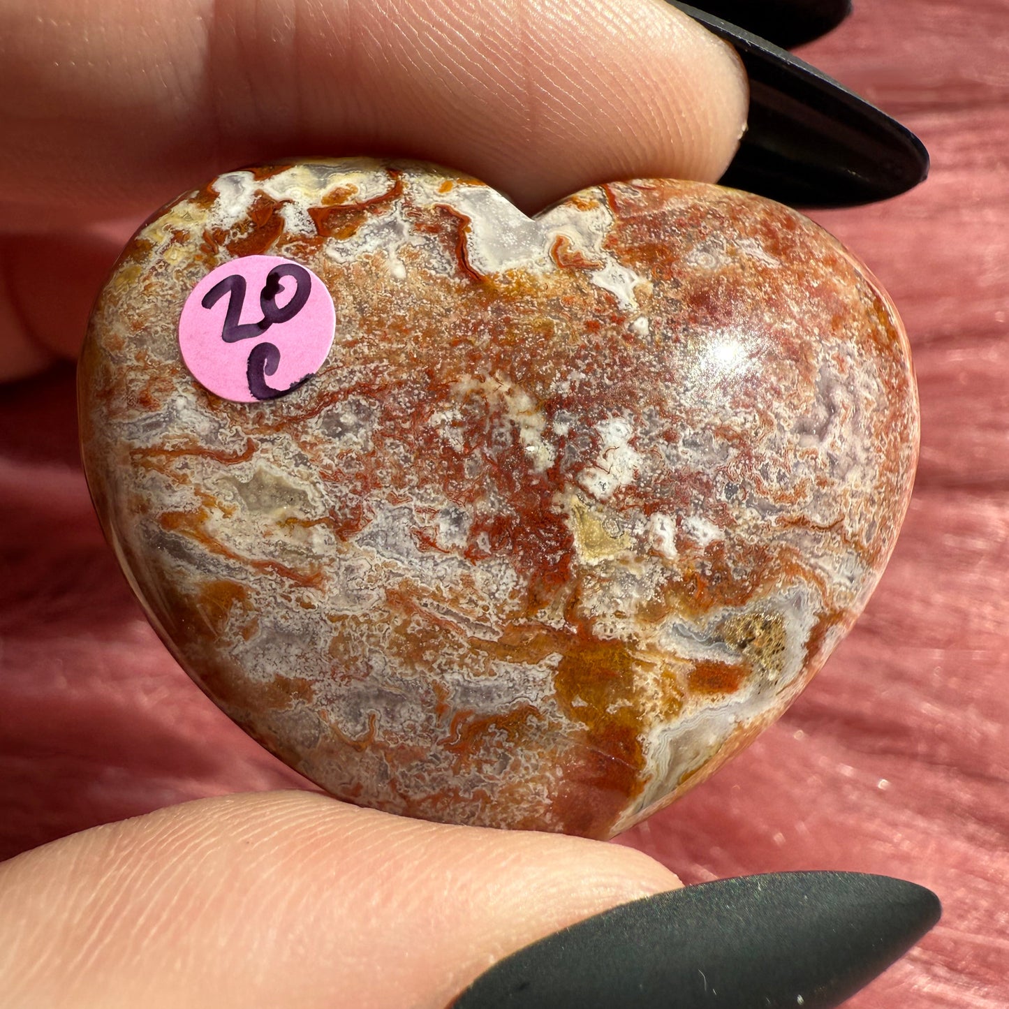 Stunning Agua Nueva Moss Agate Medium Heart from Mexico