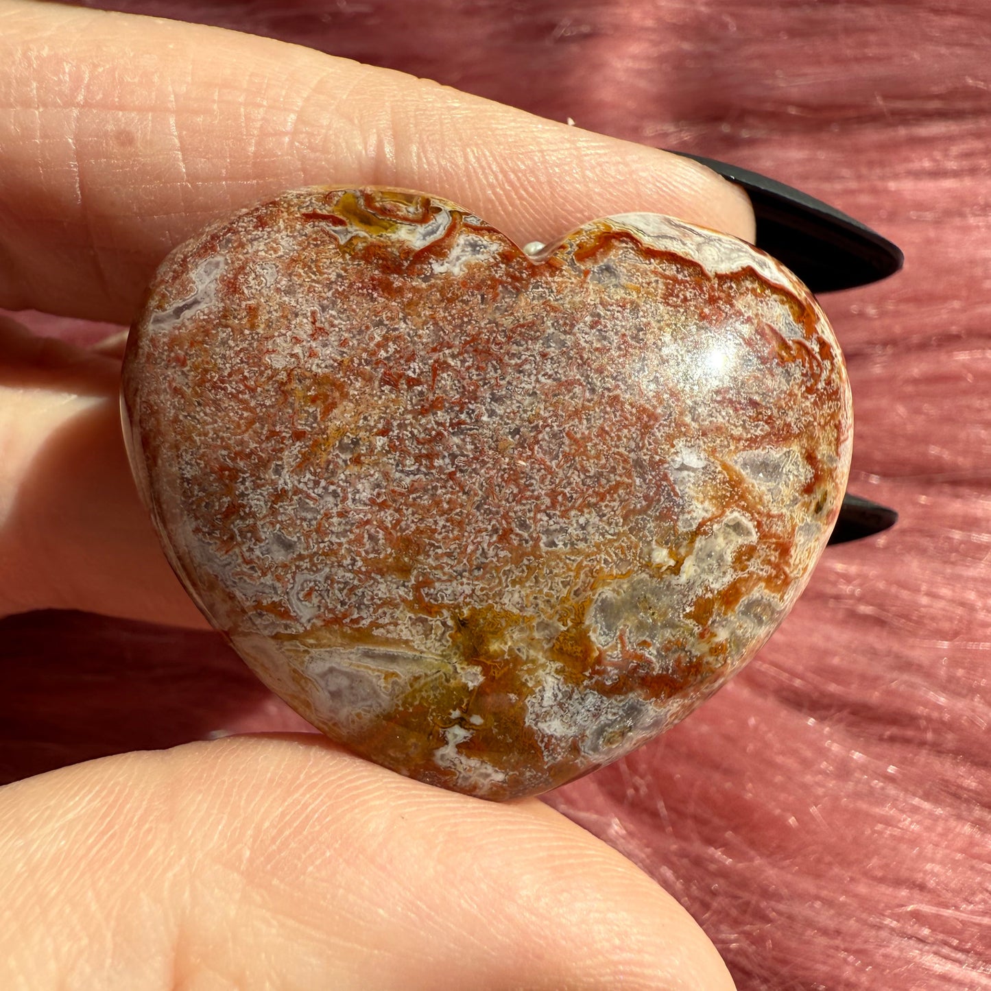 Stunning Agua Nueva Moss Agate Medium Heart from Mexico