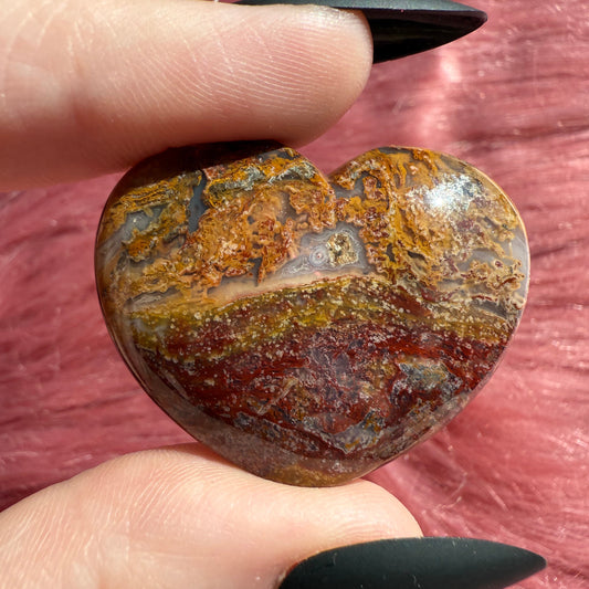 Stunning Agua Nueva Moss Agate Medium Heart from Mexico