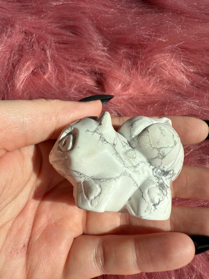 Stunning High Quality Howlite Bulbasaur Carving
