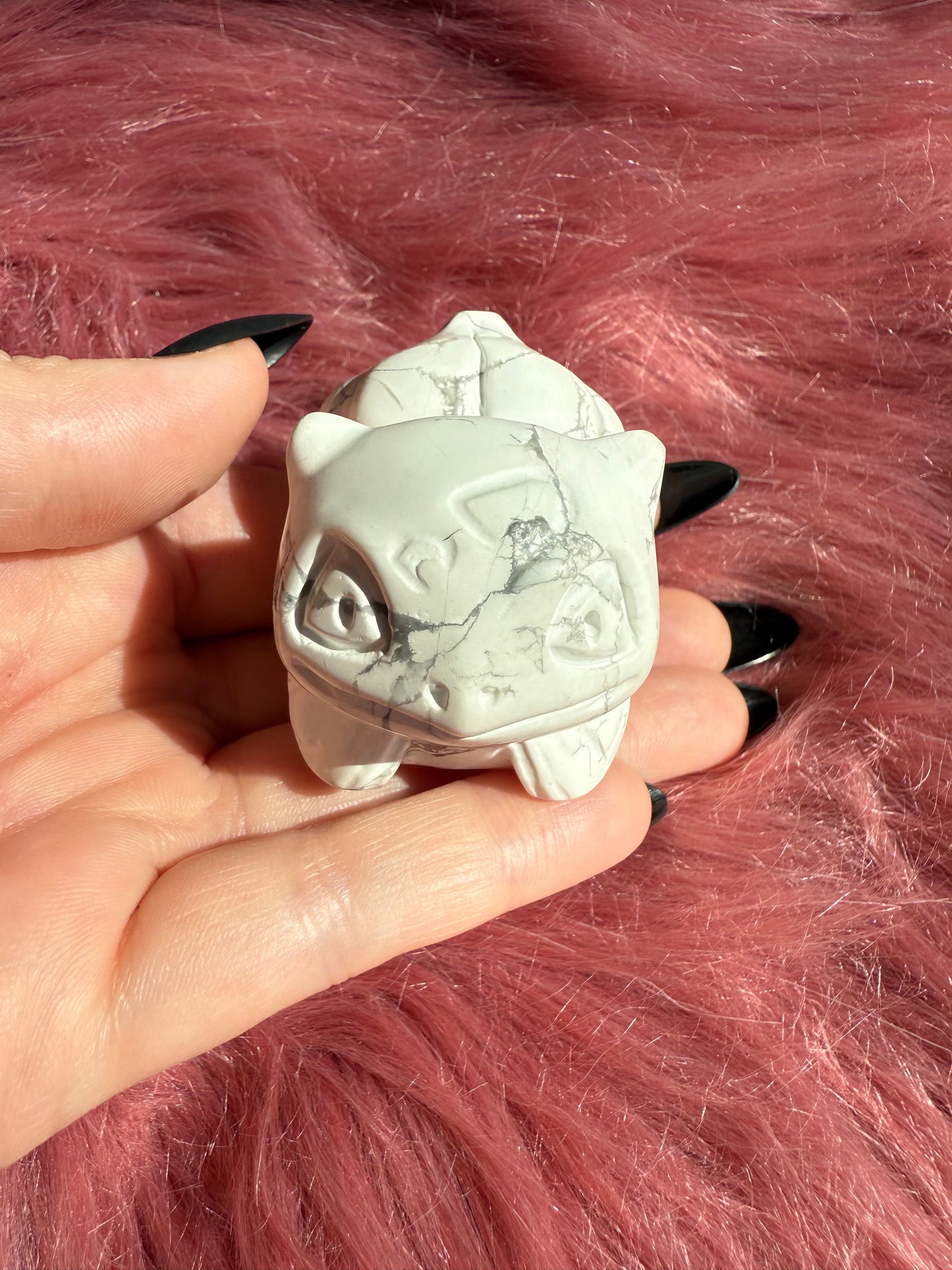 Stunning High Quality Howlite Bulbasaur Carving