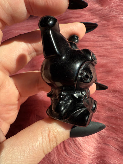 Stunning High Quality Small Size Obsidian Kuromi Carving