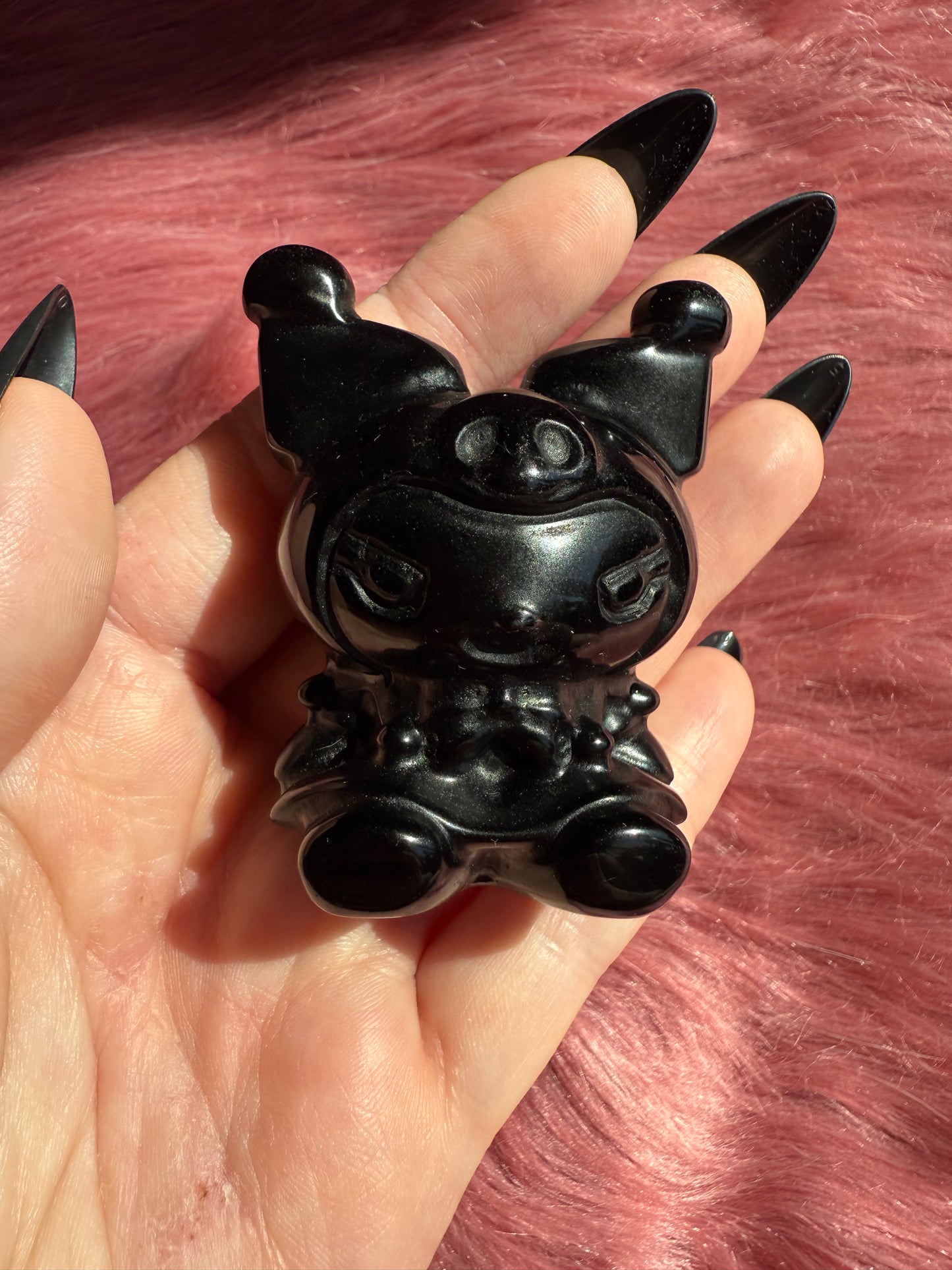Stunning High Quality Small Size Obsidian Kuromi Carving
