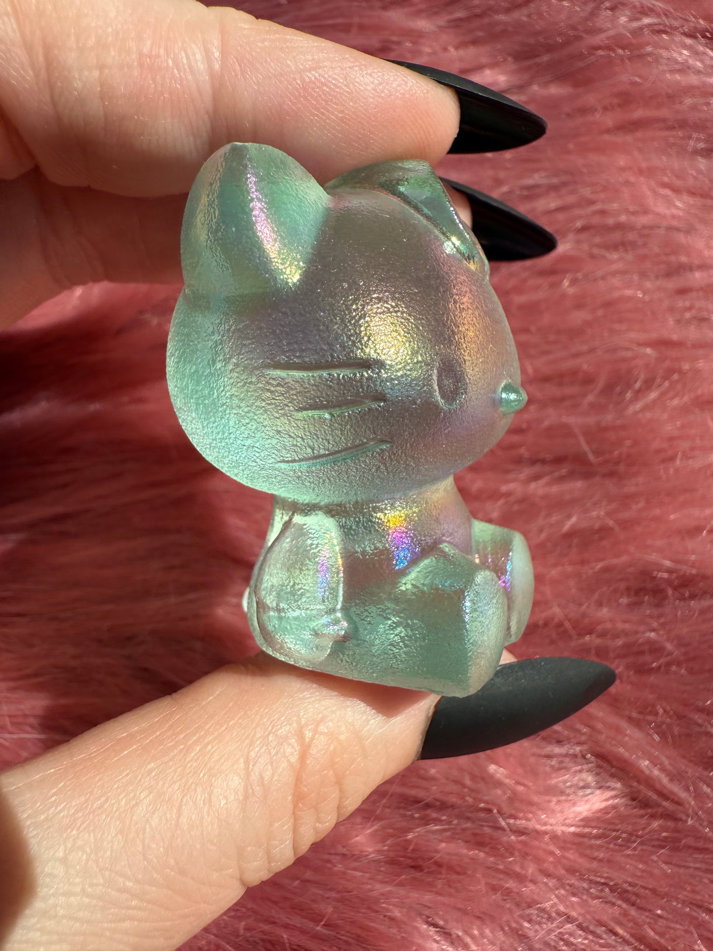 Stunning High Quality Small Size Green Aura Treated Opalite HK Carving - 40I