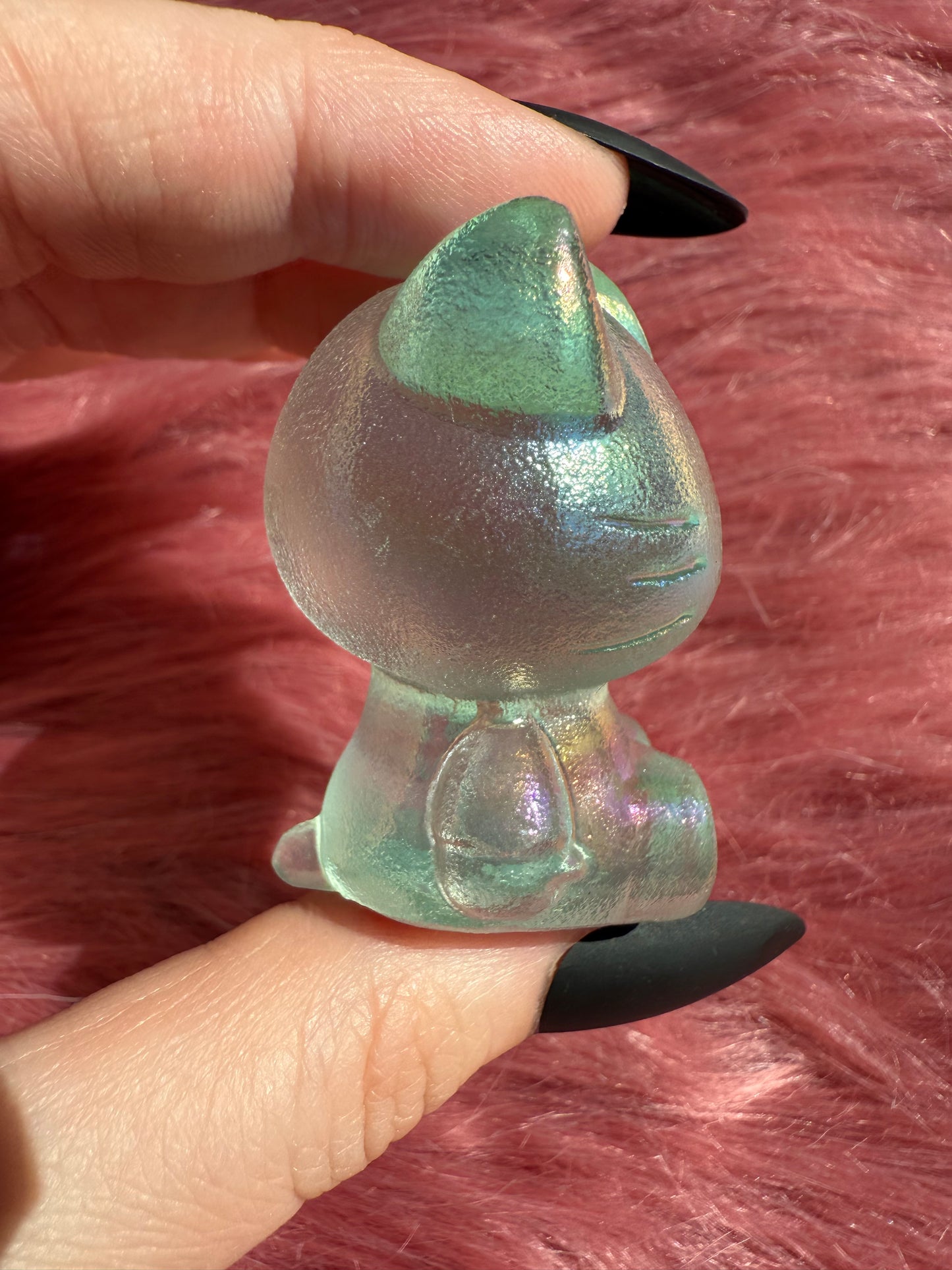 Stunning High Quality Small Size Green Aura Treated Opalite HK Carving - 40I
