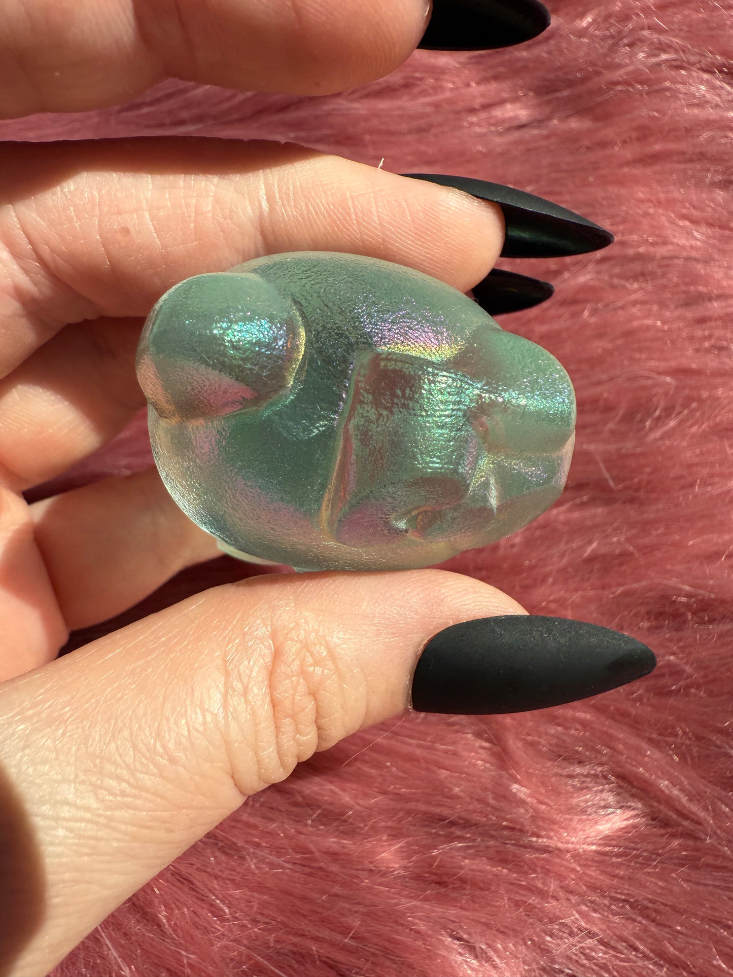 Stunning High Quality Small Size Green Aura Treated Opalite HK Carving - 40I