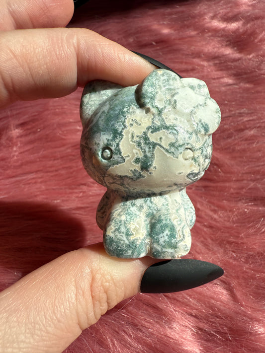 Stunning High Quality Small Size Moss Agate HK Carving