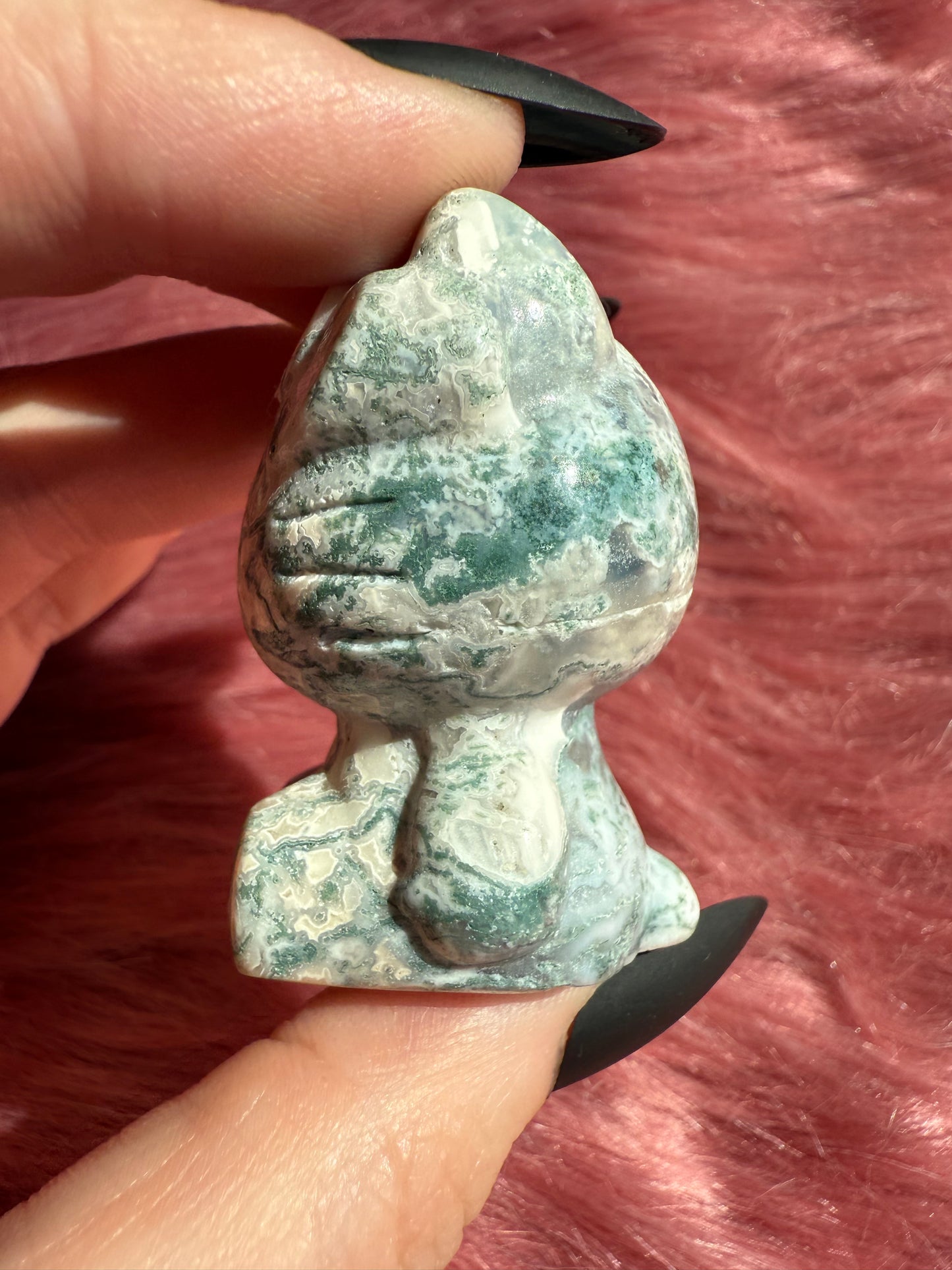 Stunning High Quality Small Size Moss Agate HK Carving