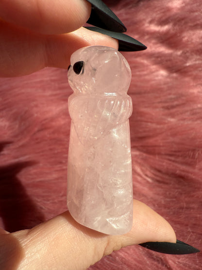 Stunning High Quality Rose Quartz Alien Grogu Carving