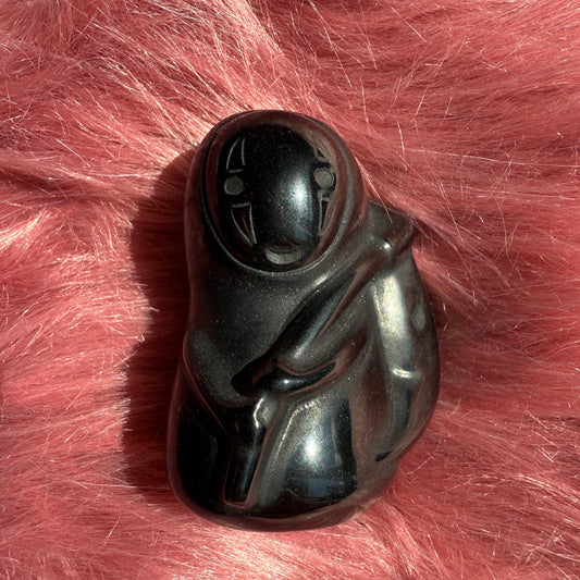 Stunning Obsidian Grim Reaper Carving