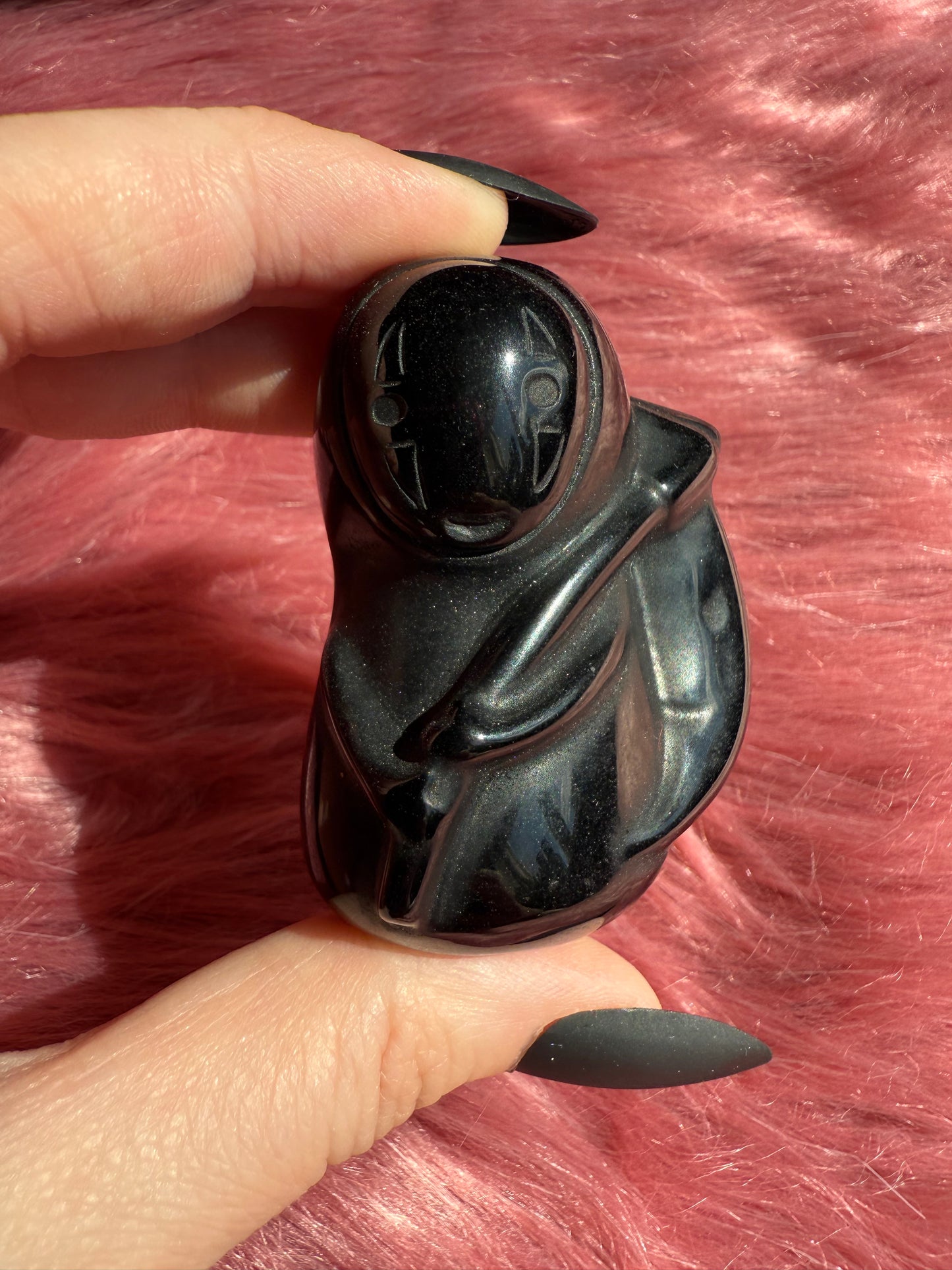 Stunning Obsidian Grim Reaper Carving