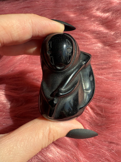 Stunning Obsidian Grim Reaper Carving