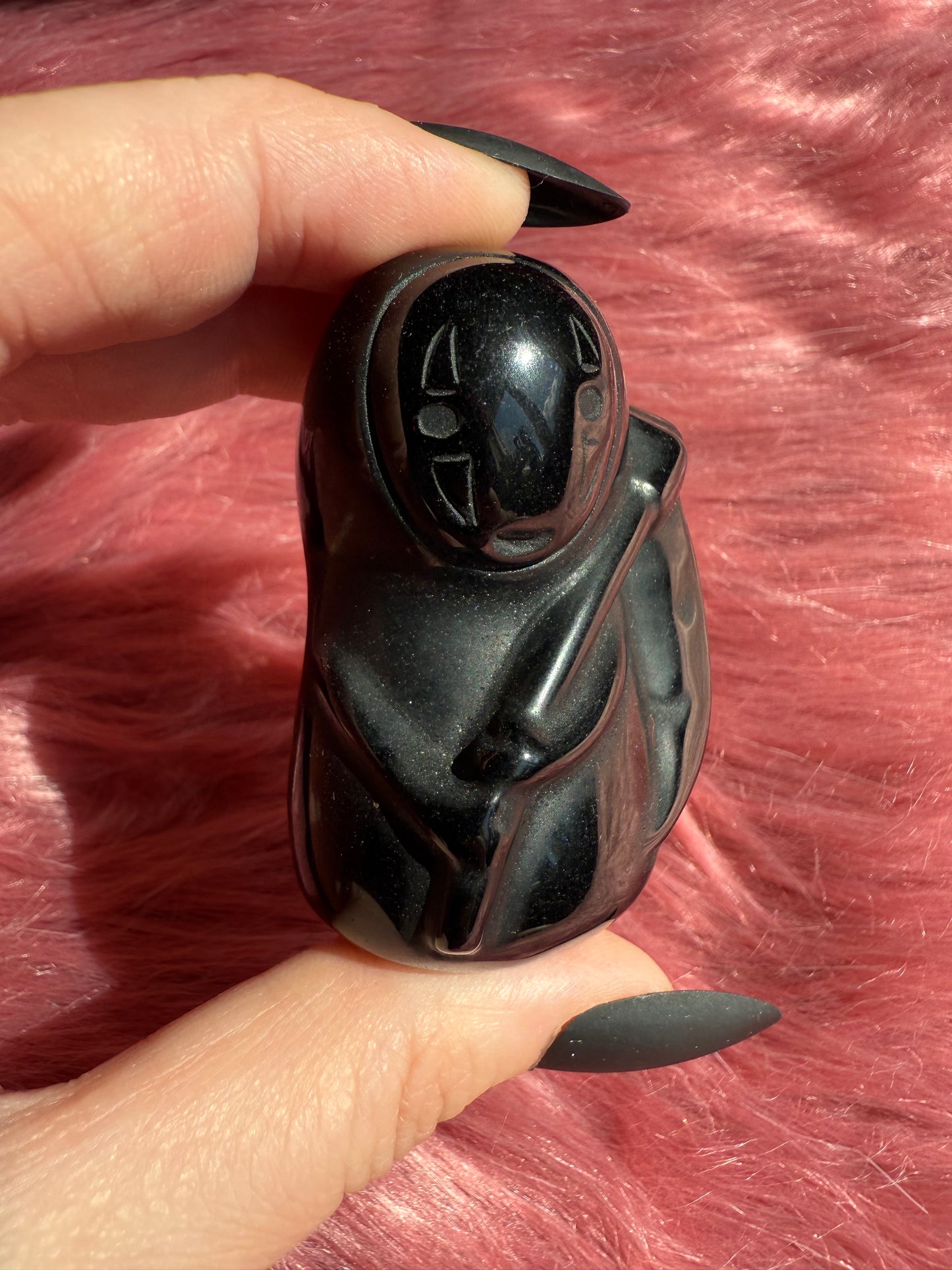 Stunning Obsidian Grim Reaper Carving