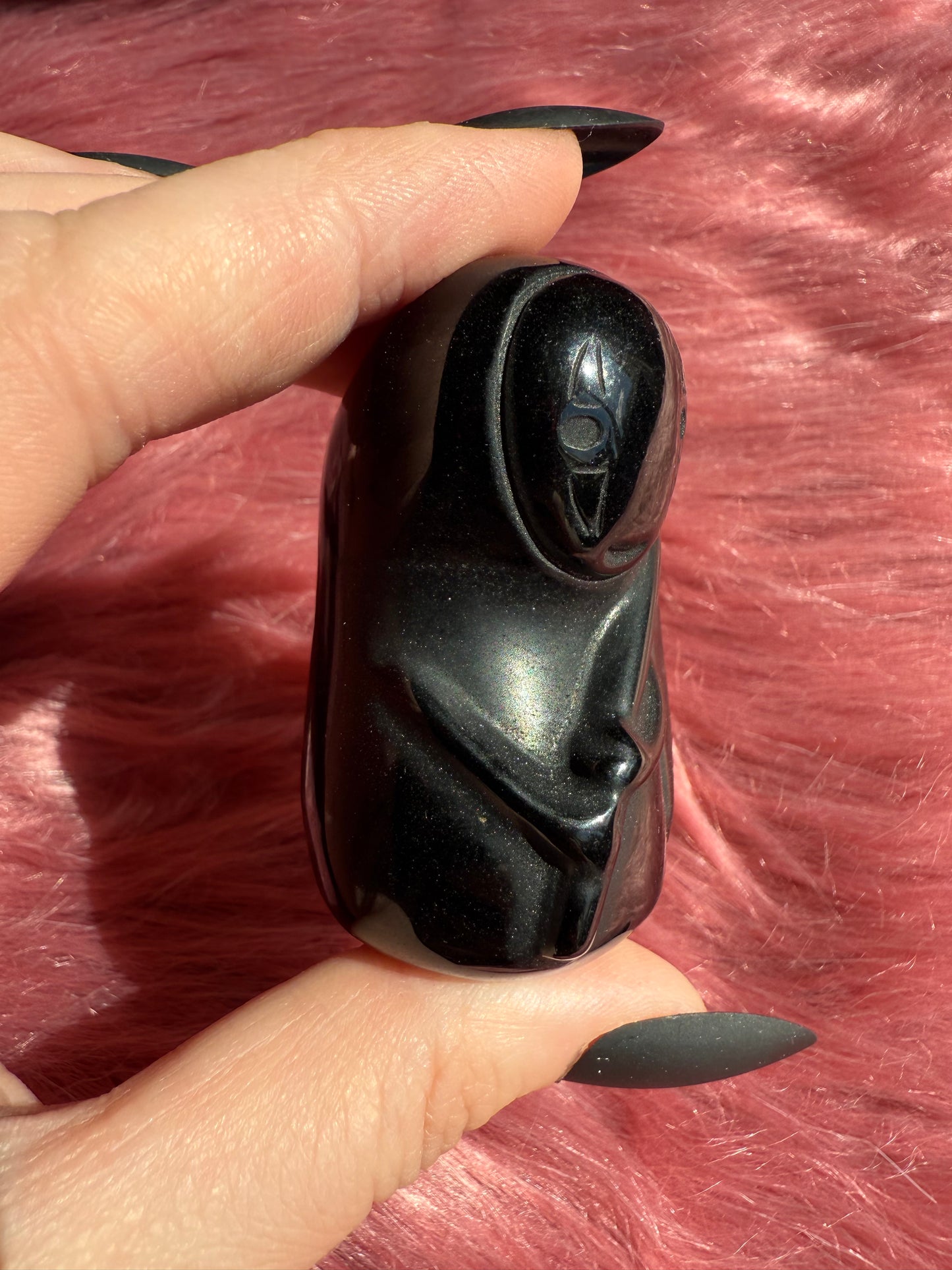 Stunning Obsidian Grim Reaper Carving